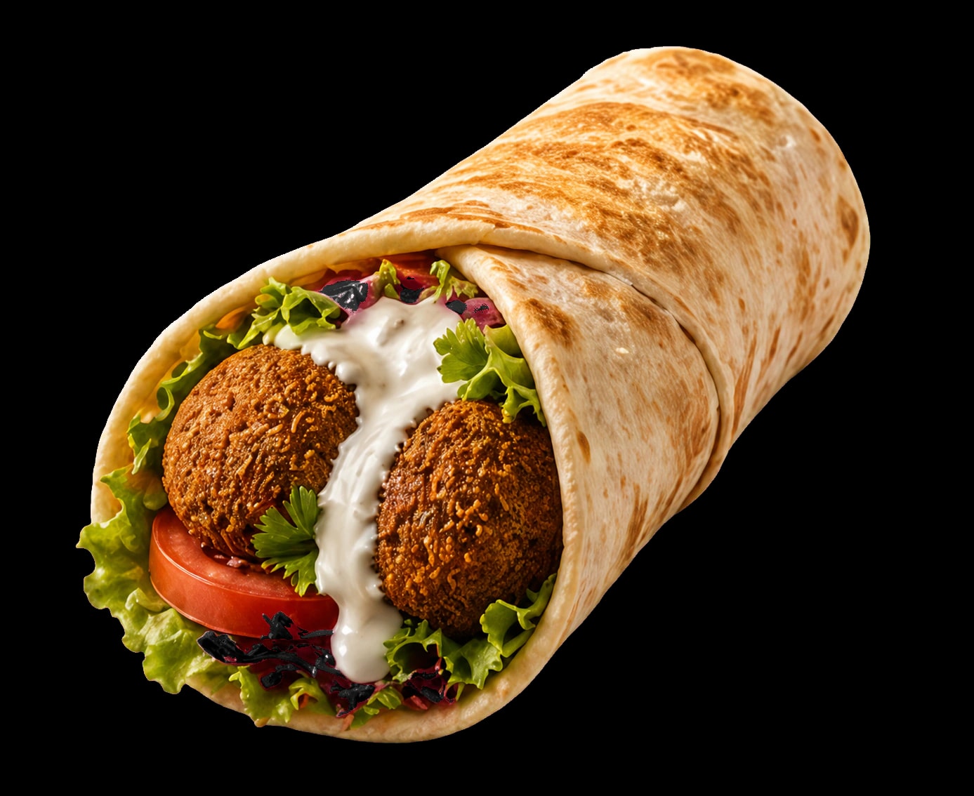 Falafel wrap with fresh salad